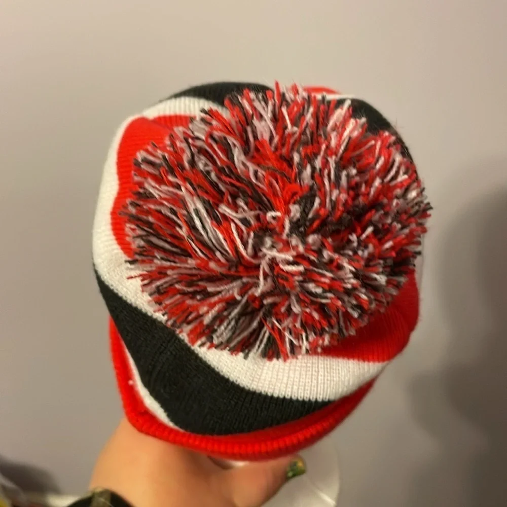 NFL Team Apparel Tampa Bay Buccaneers Knit Beanie Hat with Pom Pom Striped OS